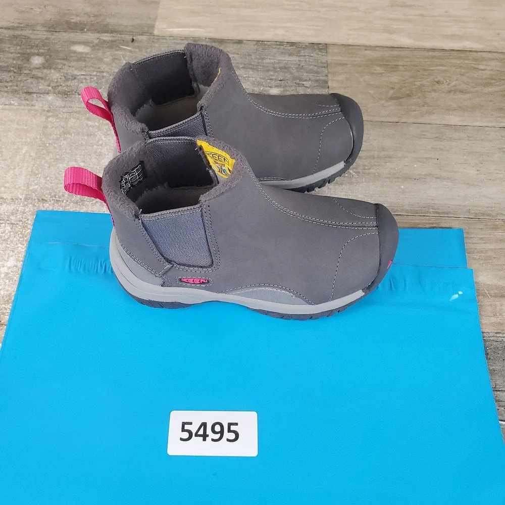 KEEN Kootenay III Kids Chelsea Booties Sz 9 Gray Leather Slip On Round Toe Ankle